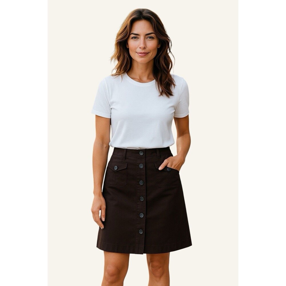 Banana Republic Brown Linen Button down Skirt Size 6